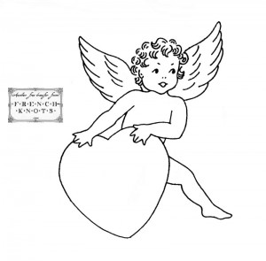 cupid and heart embroidery pattern