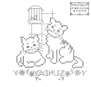 kitten days of the week embroidery pattern