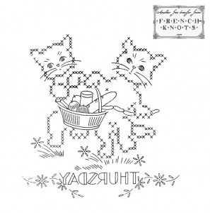 kitten days of the week embroidery pattern
