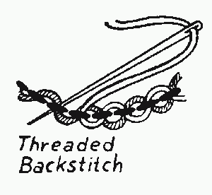 threaded backstitch embroidery