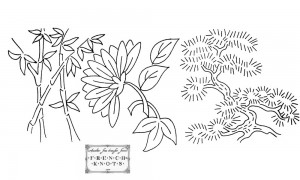 bonsai and mum embroidery transfer pattern