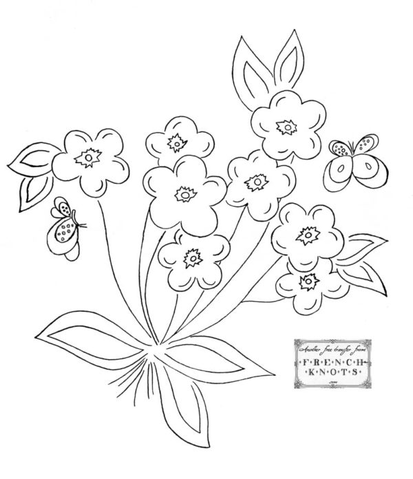 flower bouquet embroidery pattern French Knots