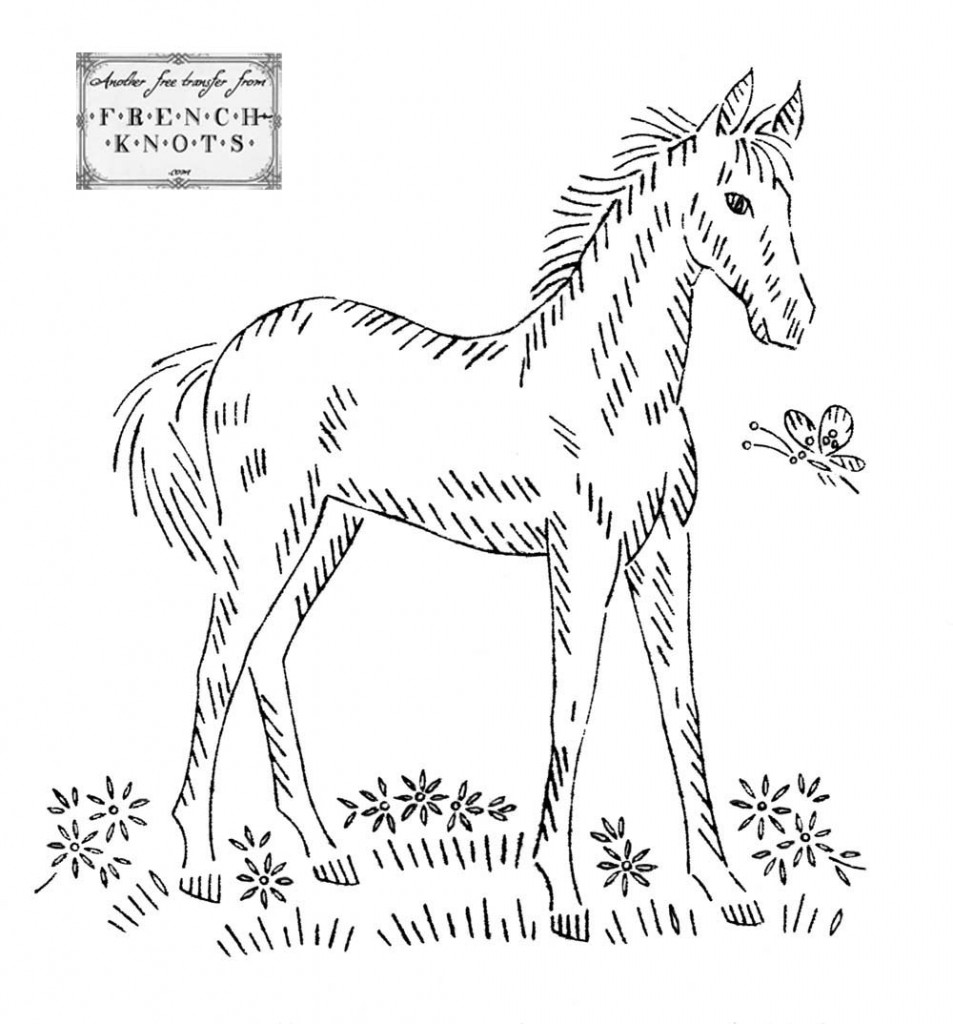 Handsome Horses Embroidery Patterns French Knots