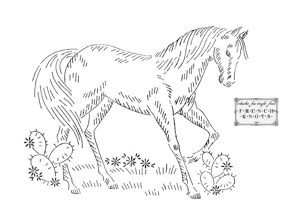 horse embroidery transfer pattern