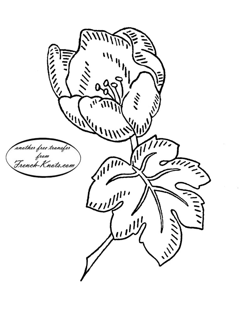 vintage flower embroidery transfer pattern