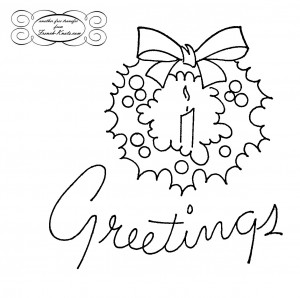 Christmas Greeting wreath embroidery transfer pattern