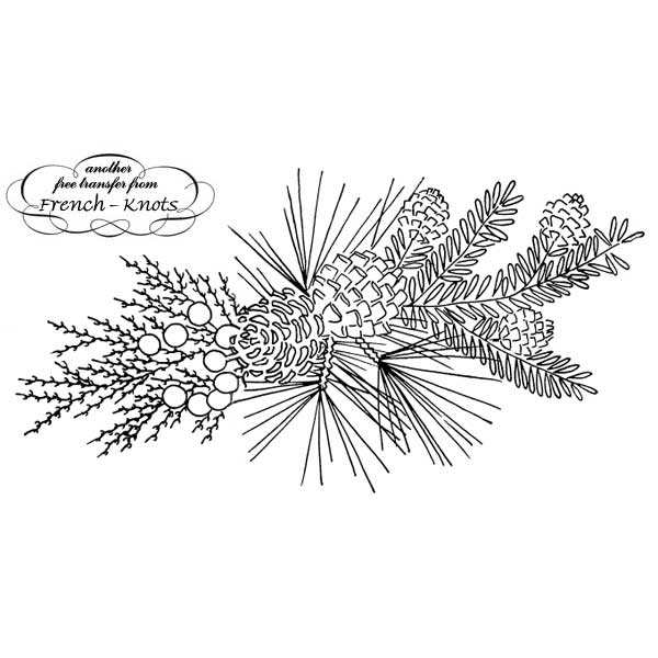 pinecone spray embroidery pattern