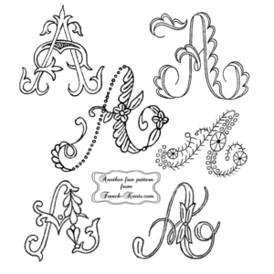 "A" single letter monogram embroidery patterns