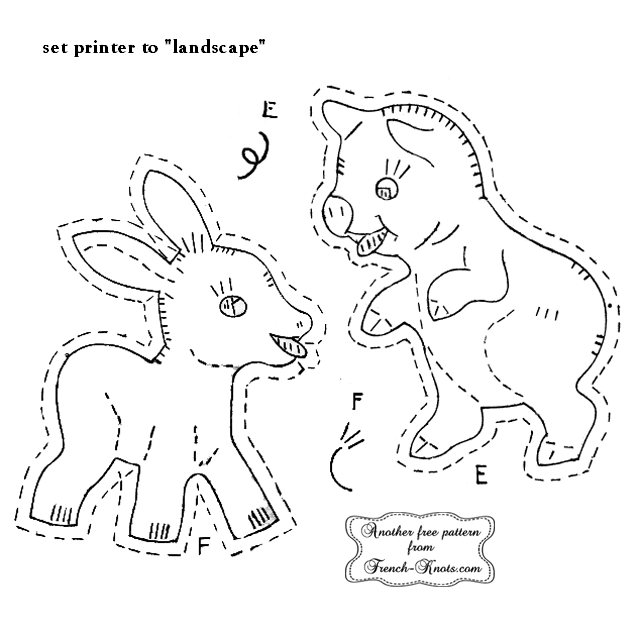 baby animals applique embroidery pattern