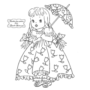 Miss April girl embroidery pattern