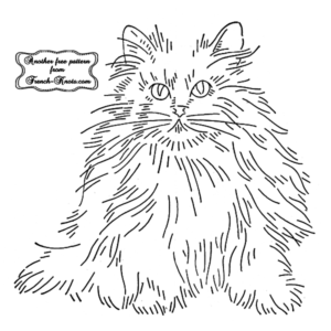fluffly cat embroidery pattern