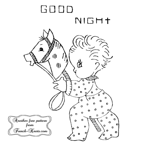 boy with hobby horse embroidery pattern