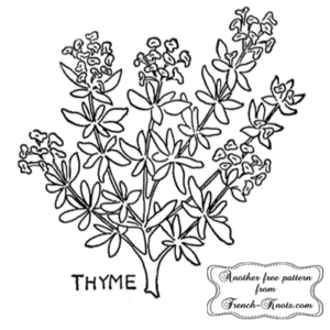 thyme herb embroidery pattern