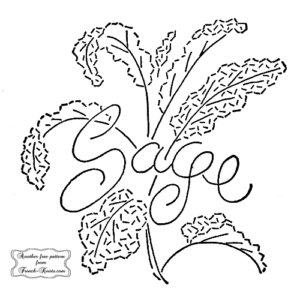 sage herb embroidery pattern