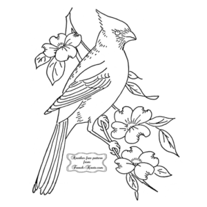 cardinal and flowers embroidery pattern