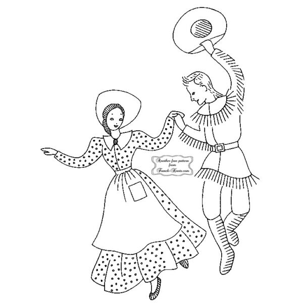 Square Dancers Embroidery Patterns | French Knots