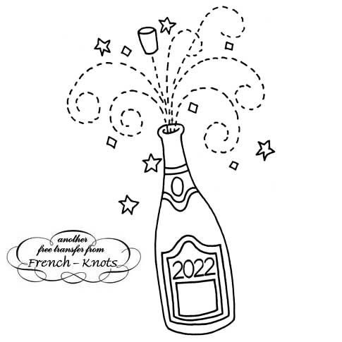 Happy New Year Champagne Embroidery Patterns | French Knots